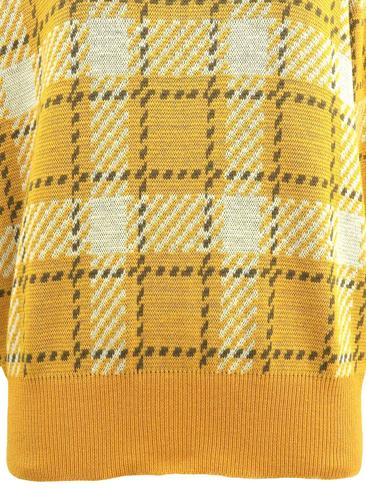 チェックパターンニットトップス イエロー