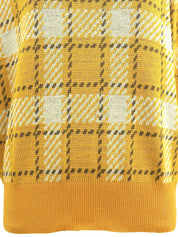 チェックパターンニットトップス イエロー