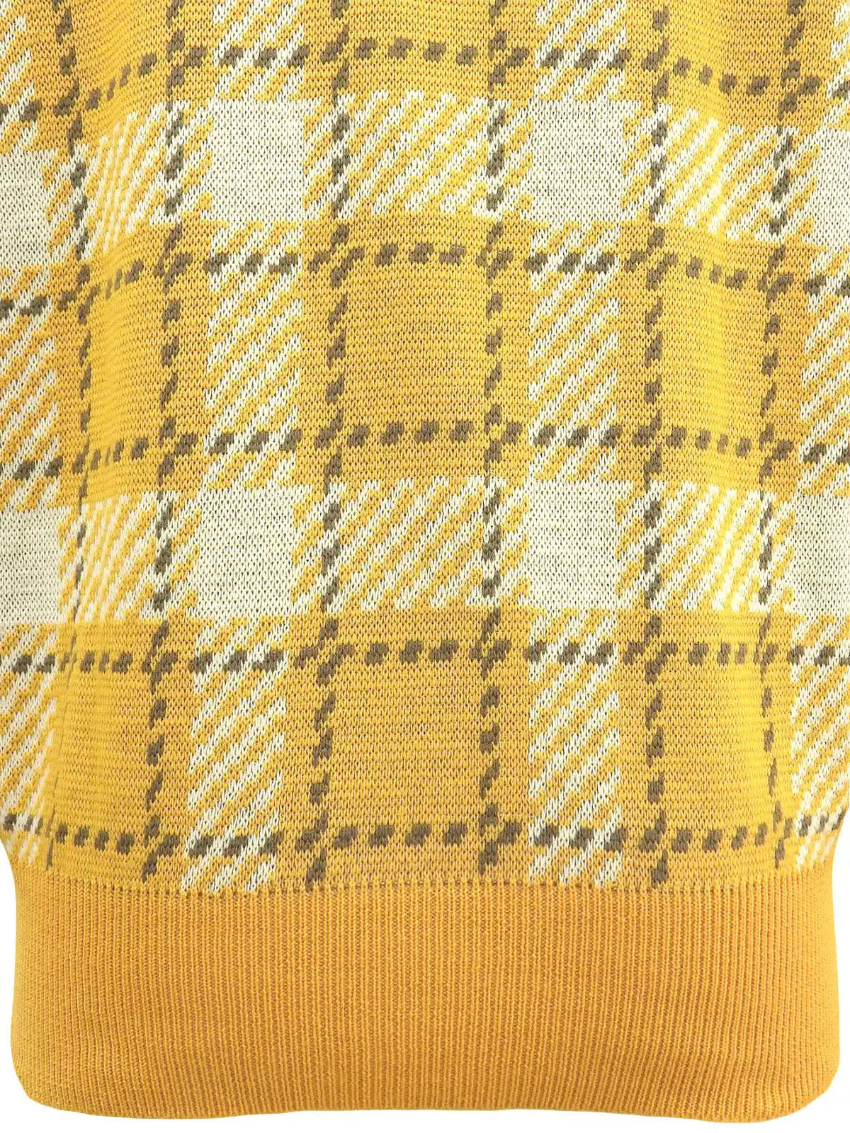 チェックパターンニットトップス イエロー