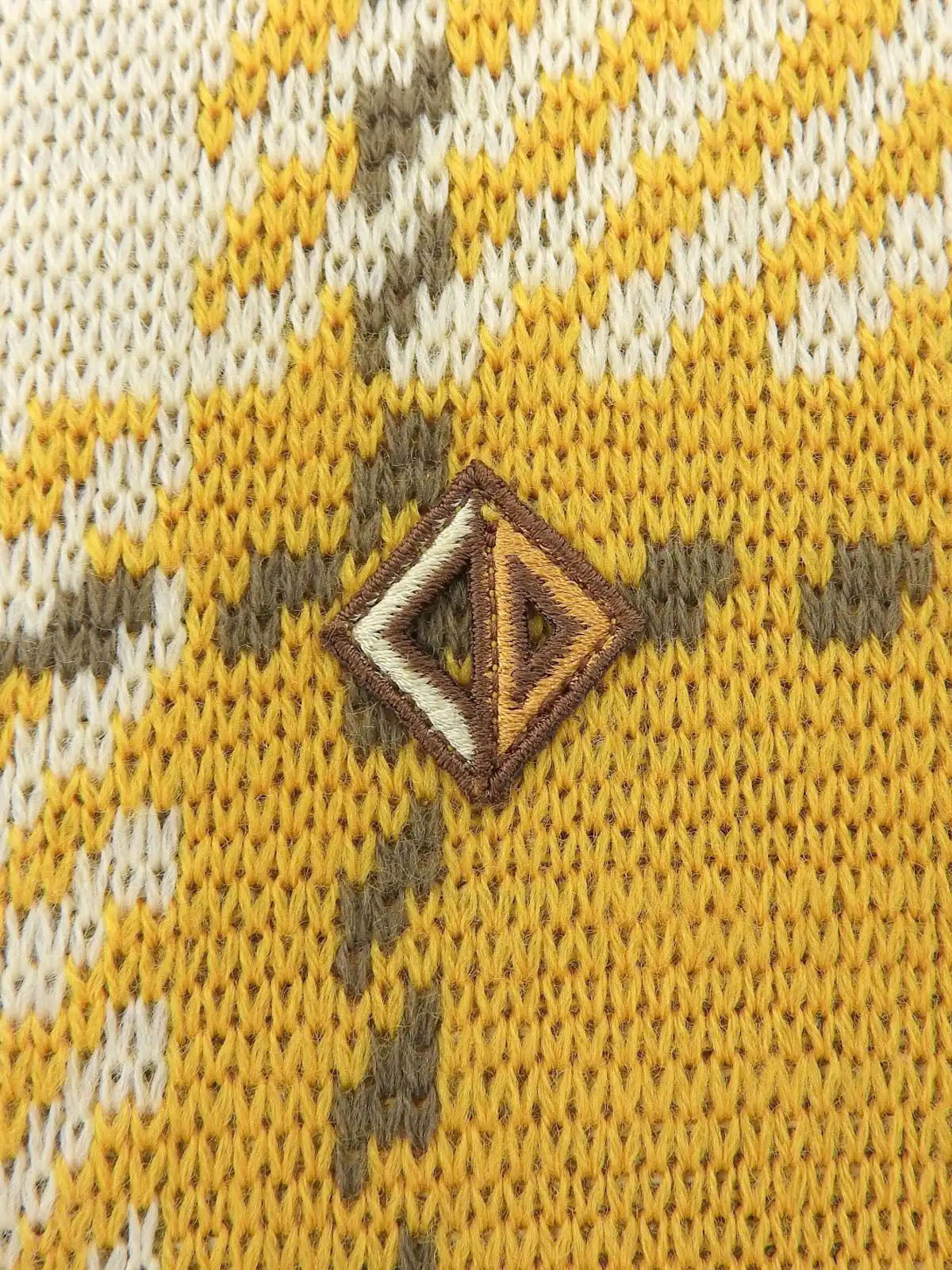 チェックパターンニットトップス イエロー