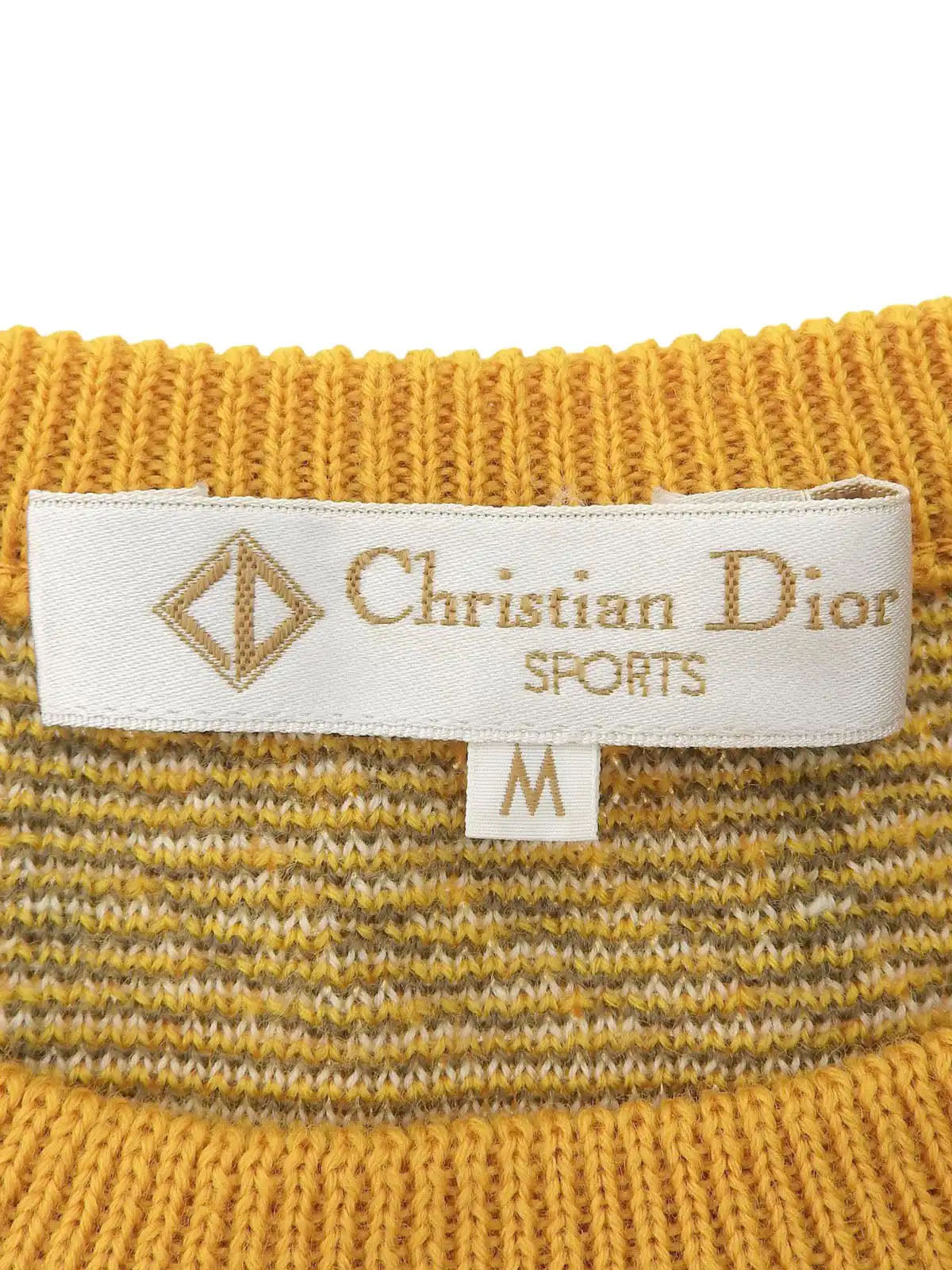 チェックパターンニットトップス イエロー