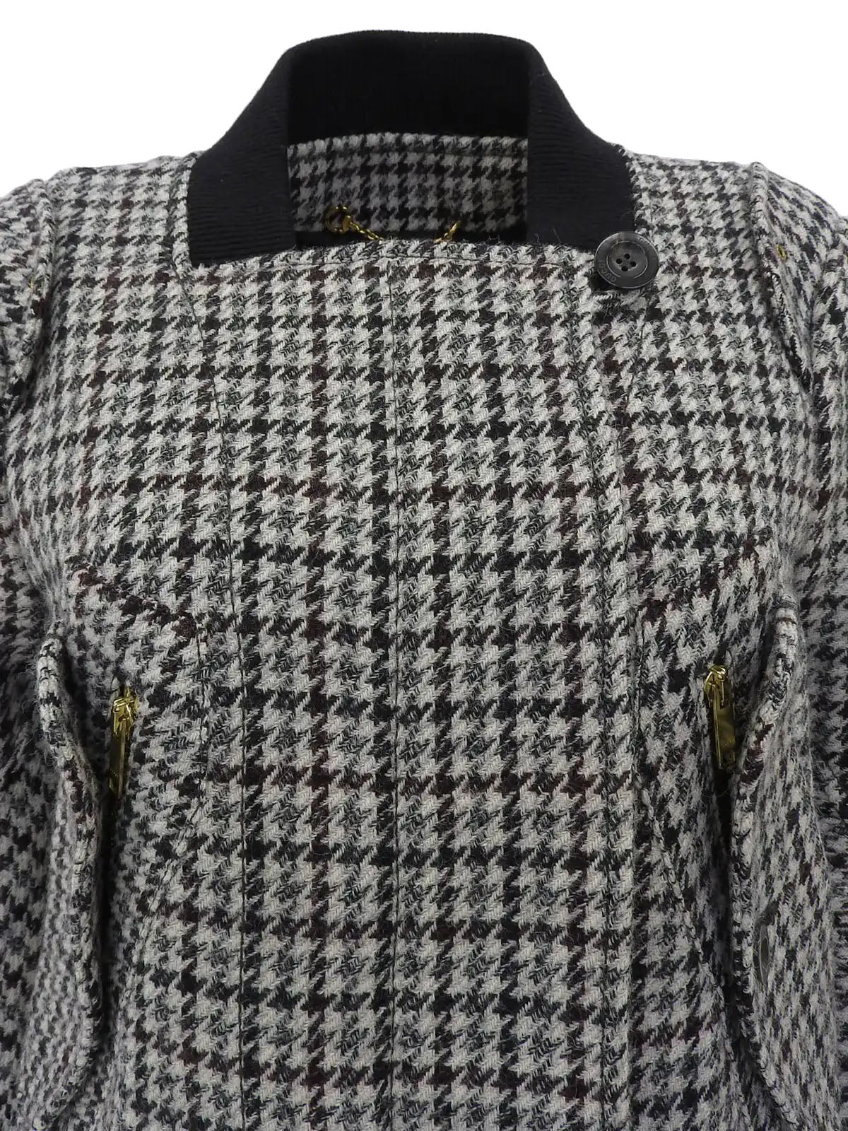 Wool houndstooth pattern logo button jacket in light gray/multi