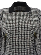 Wool houndstooth pattern logo button jacket in light gray/multi