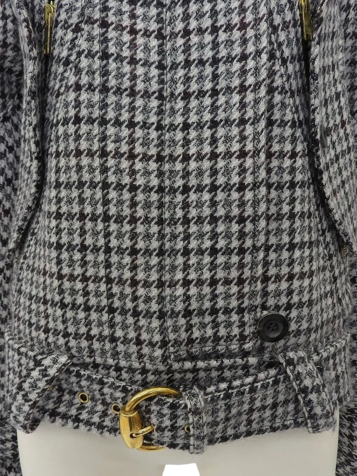Wool houndstooth pattern logo button jacket in light gray/multi