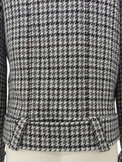 Wool houndstooth pattern logo button jacket in light gray/multi