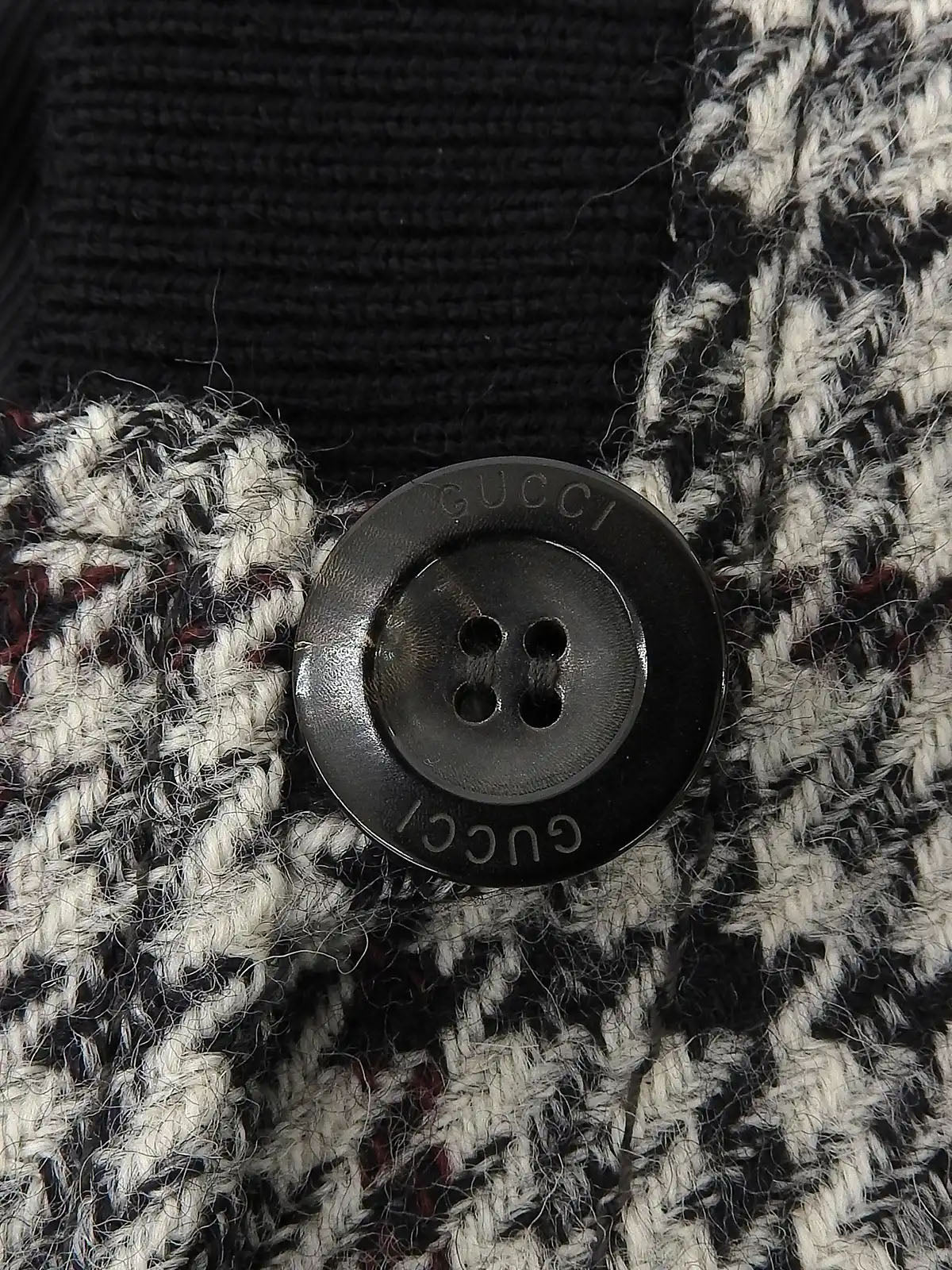Wool houndstooth pattern logo button jacket in light gray/multi