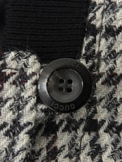Wool houndstooth pattern logo button jacket in light gray/multi