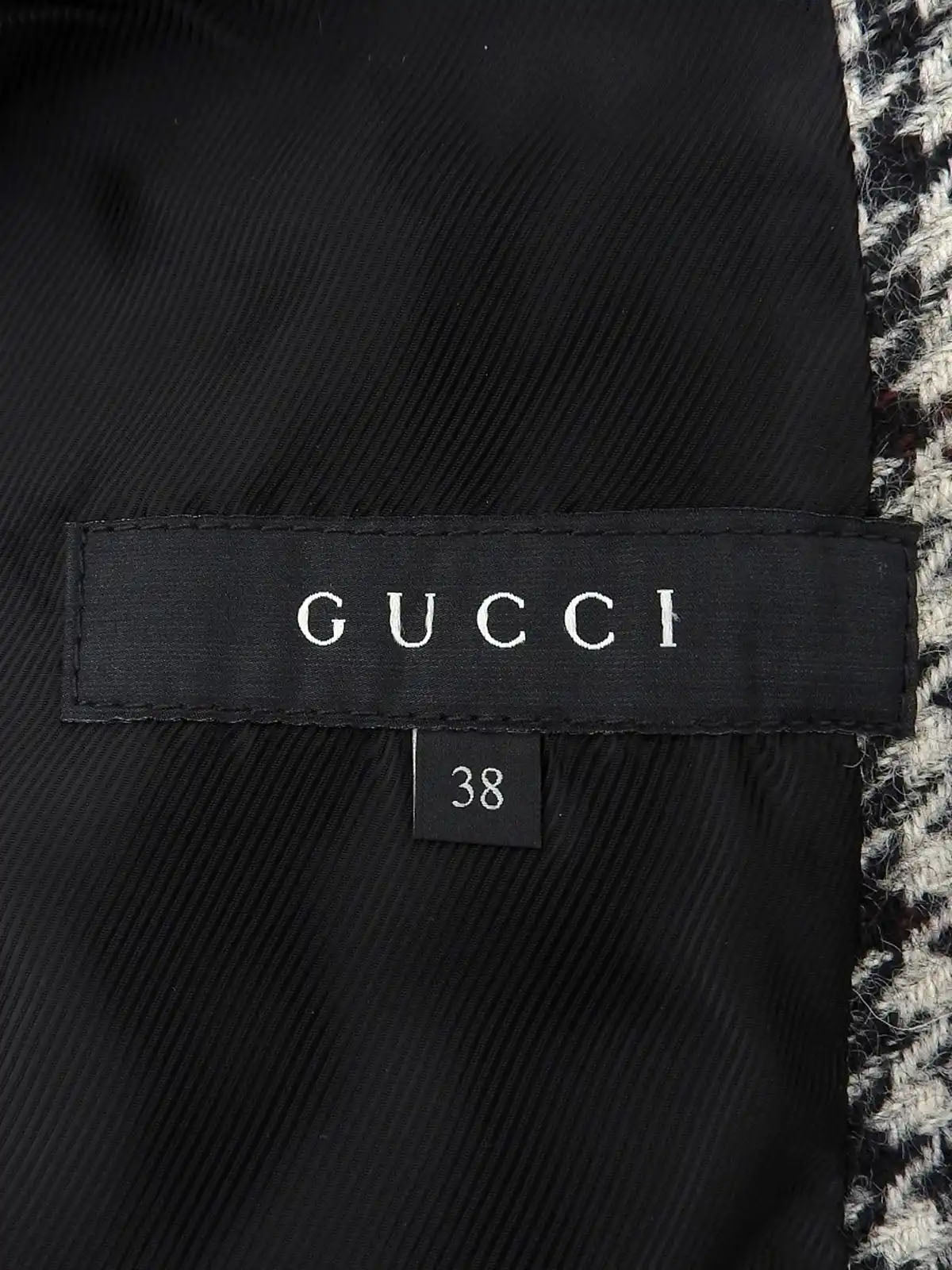 Wool houndstooth pattern logo button jacket in light gray/multi
