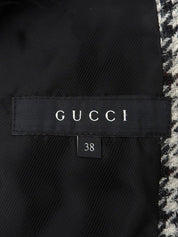 Wool houndstooth pattern logo button jacket in light gray/multi