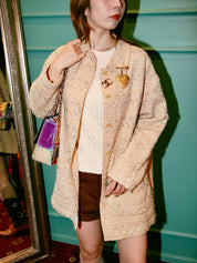1999年製 ツイードCCマークボタンコート ベージュ/マルチ