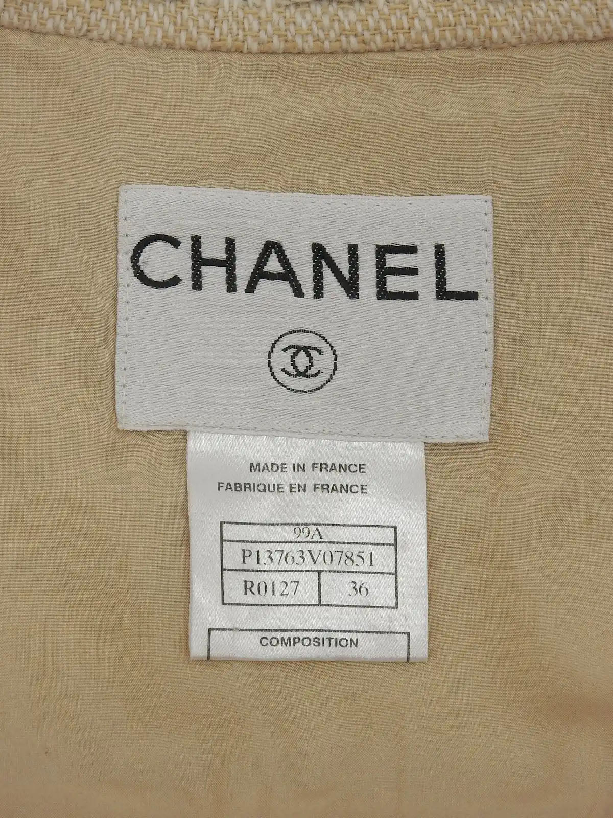 1999 Tweed CC Mark Button Coat, Beige/Multi