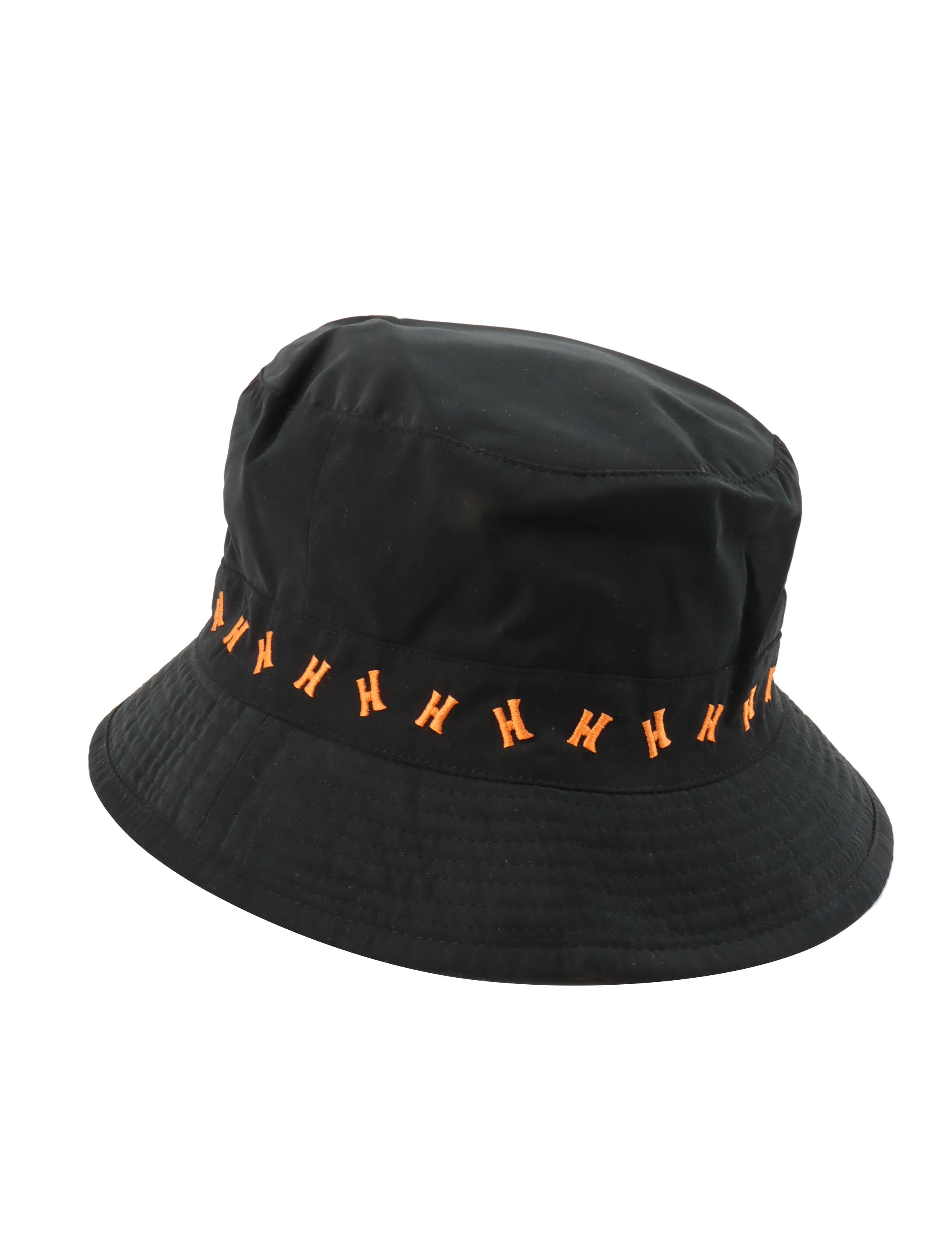 H logo embroidered bucket hat in black/orange