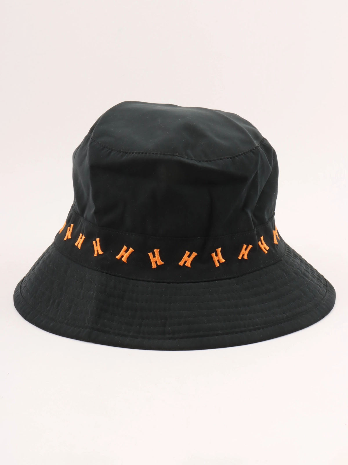 H logo embroidered bucket hat in black/orange