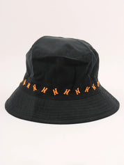 H logo embroidered bucket hat in black/orange