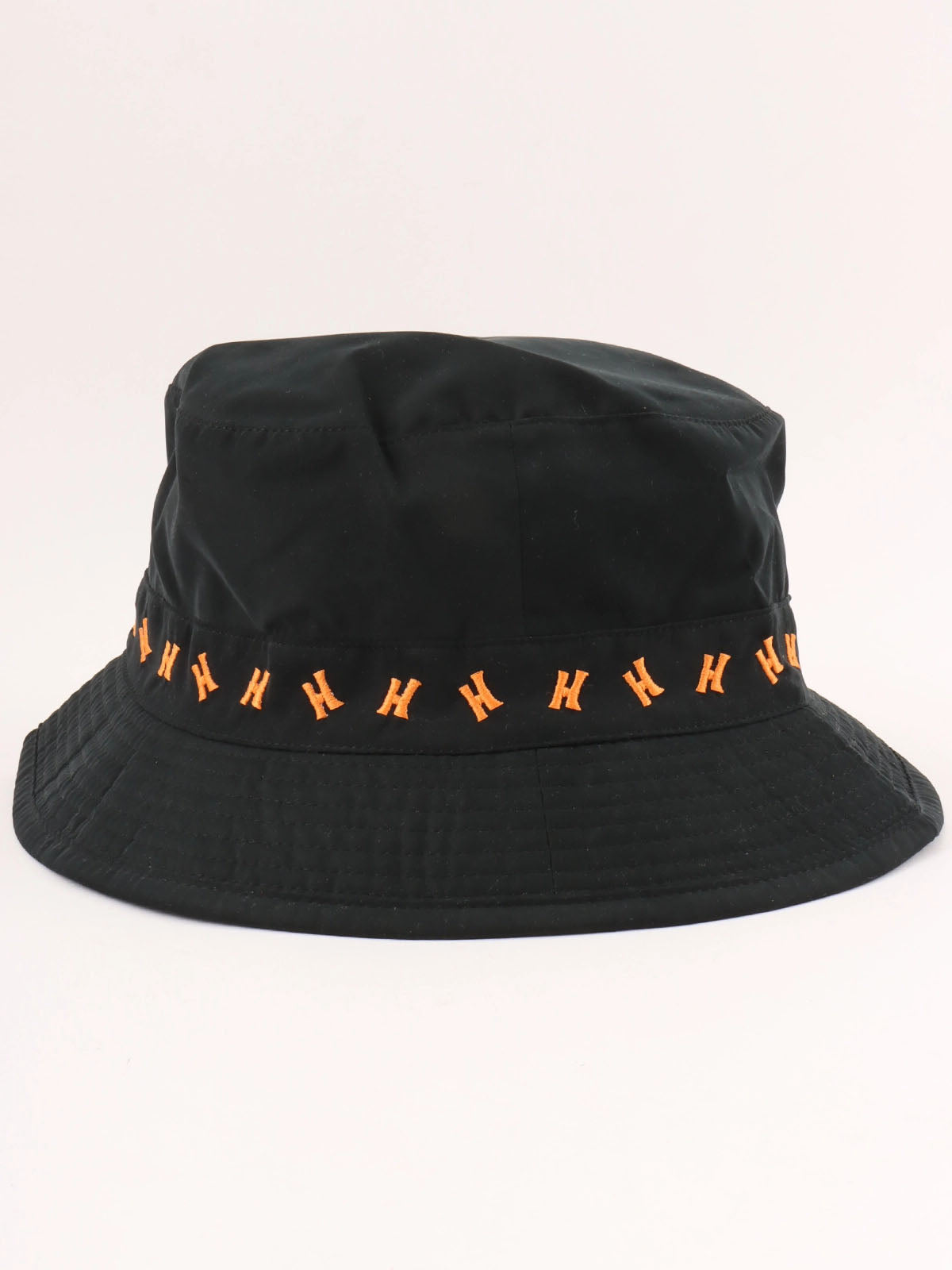 H logo embroidered bucket hat in black/orange
