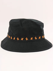 H logo embroidered bucket hat in black/orange