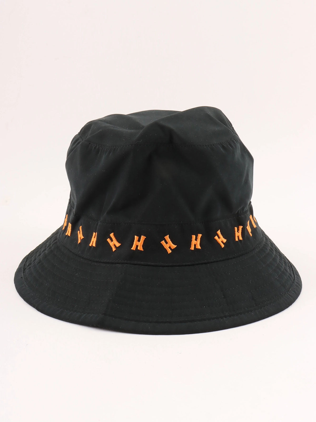 H logo embroidered bucket hat in black/orange