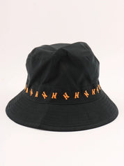 H logo embroidered bucket hat in black/orange