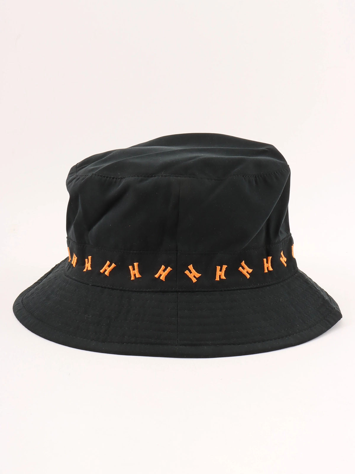 H logo embroidered bucket hat in black/orange