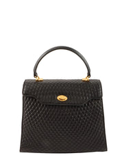 Logo plaque quilted handbag in black