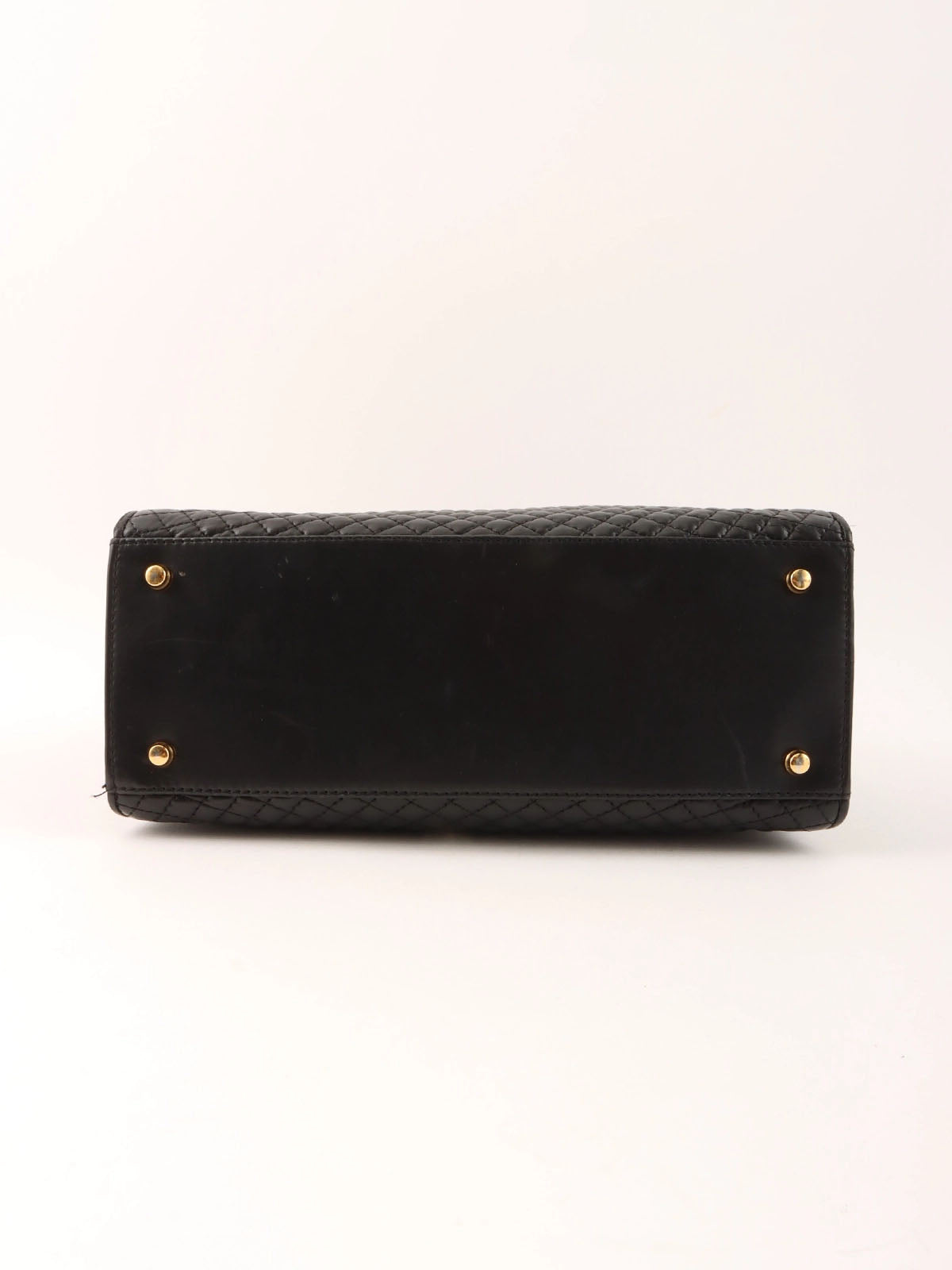 Logo plaque quilted handbag in black