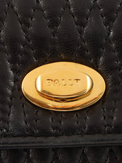 Logo plaque quilted handbag in black