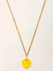 1998 Round Camellia CC Mark Necklace Orange/Gold