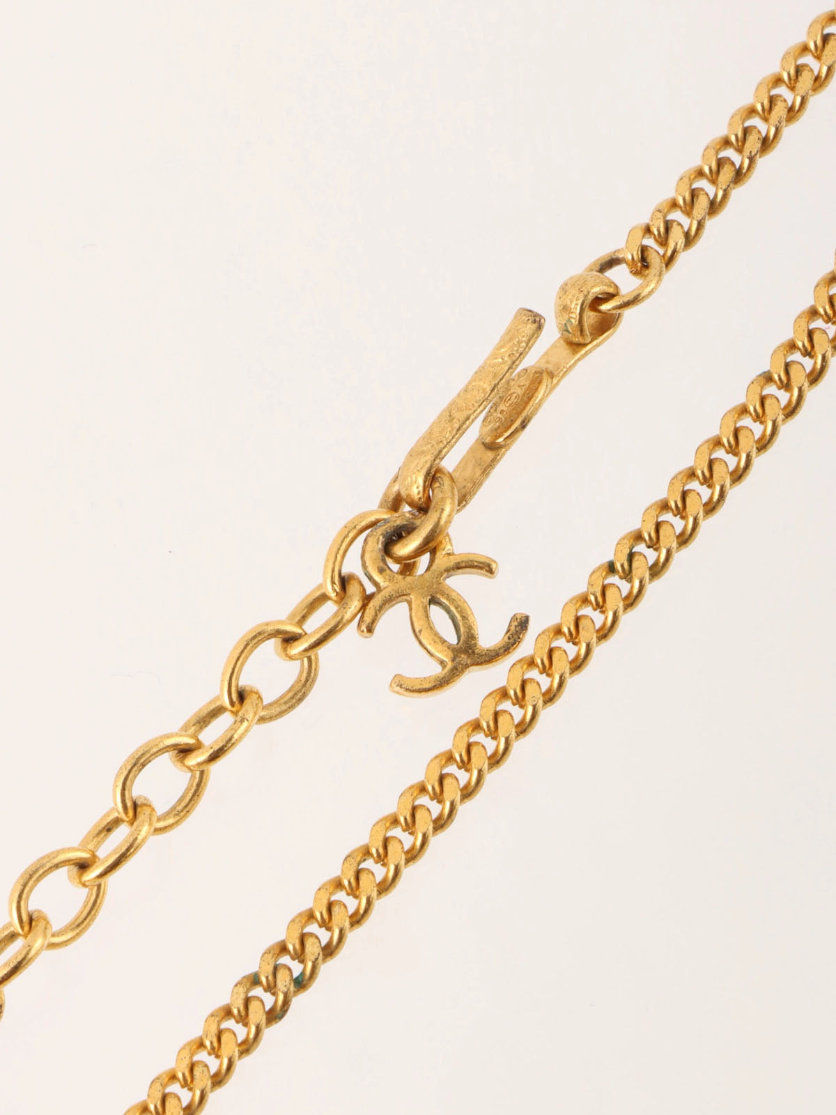 1998 Round Camellia CC Mark Necklace Orange/Gold