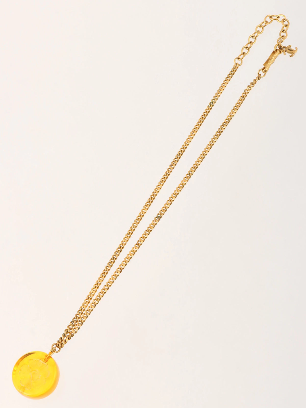 1998 Round Camellia CC Mark Necklace Orange/Gold