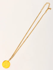 1998 Round Camellia CC Mark Necklace Orange/Gold