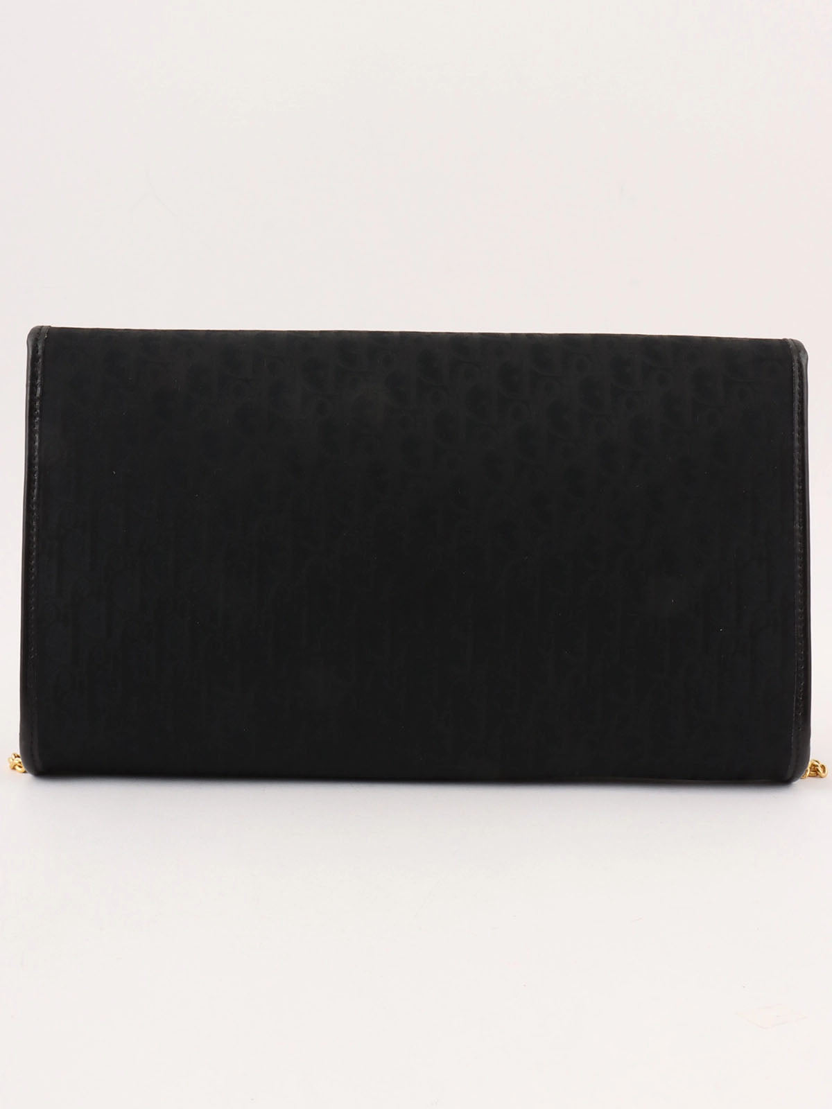 Trotter Pattern Round Logo Plate Chain Shoulder Bag Black