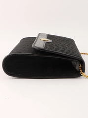 Trotter Pattern Round Logo Plate Chain Shoulder Bag Black