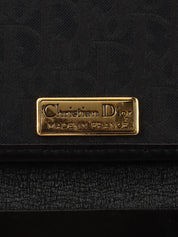 Trotter Pattern Round Logo Plate Chain Shoulder Bag Black