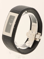 Square Leather Bangle Watch in Black