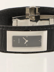 Square Leather Bangle Watch in Black