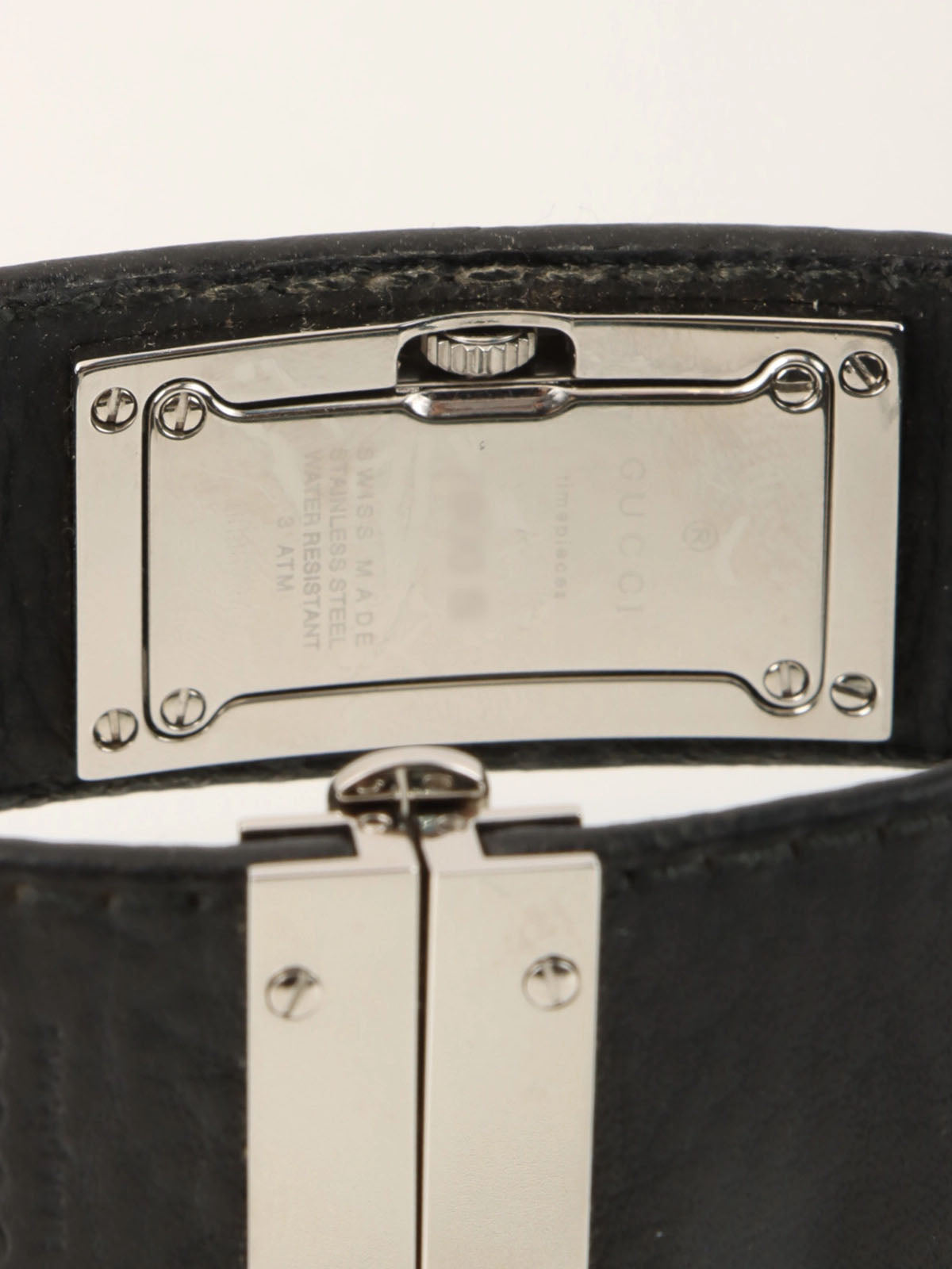 Square Leather Bangle Watch in Black