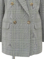 Grey double-breasted wool check pattern jacket