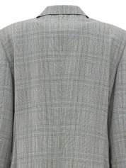 Grey double-breasted wool check pattern jacket