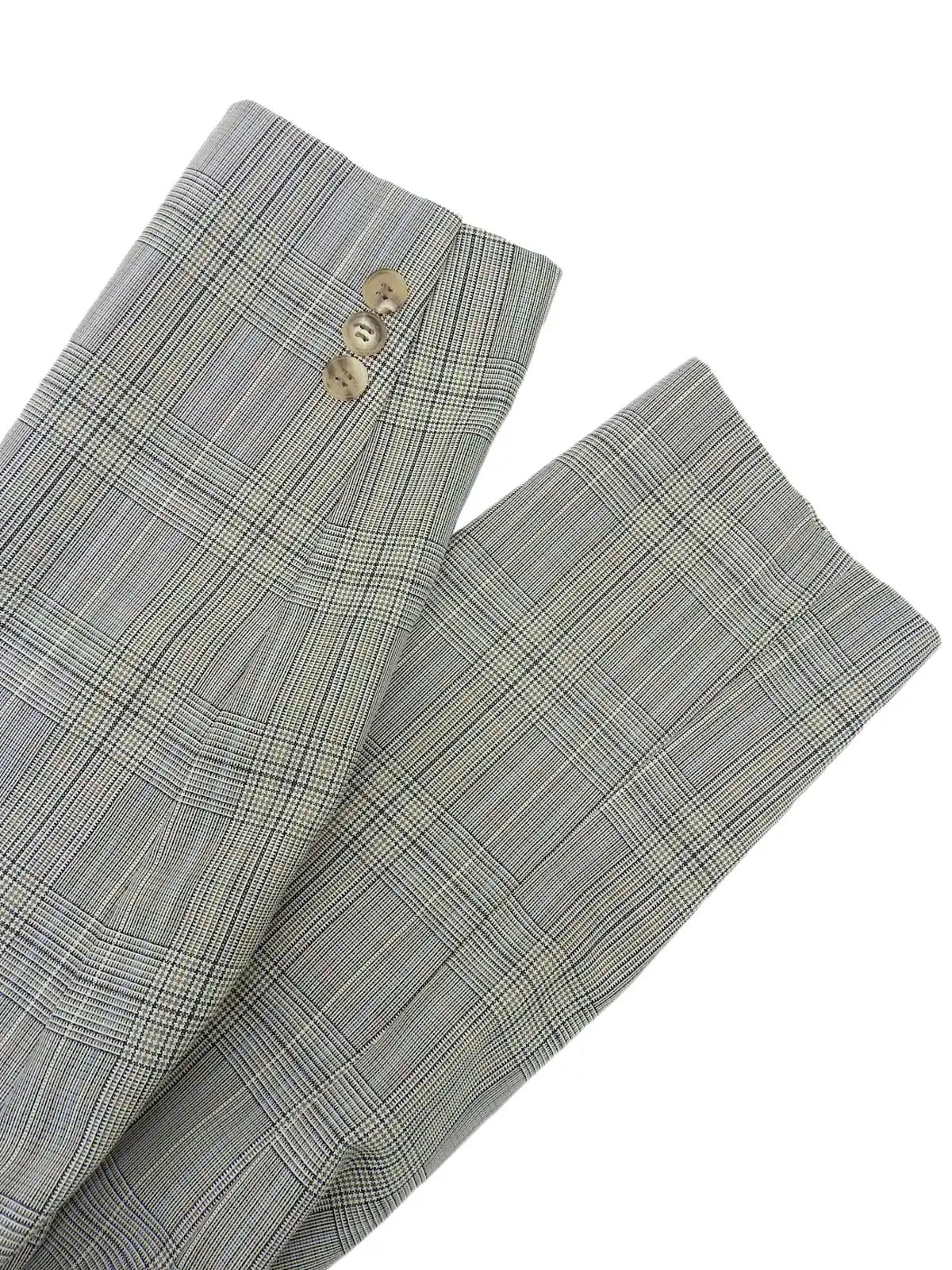Grey double-breasted wool check pattern jacket