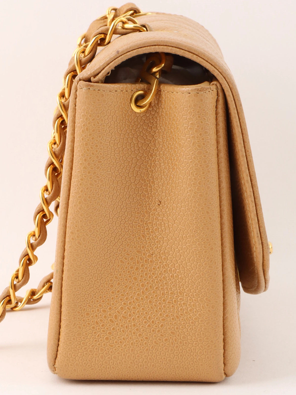 1995 Diana flap chain bag, 22cm, beige