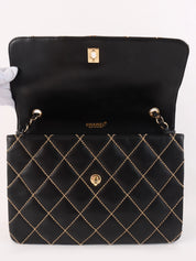 2001 Wild Stitch CC Turnlock Chain Shoulder Bag in Black