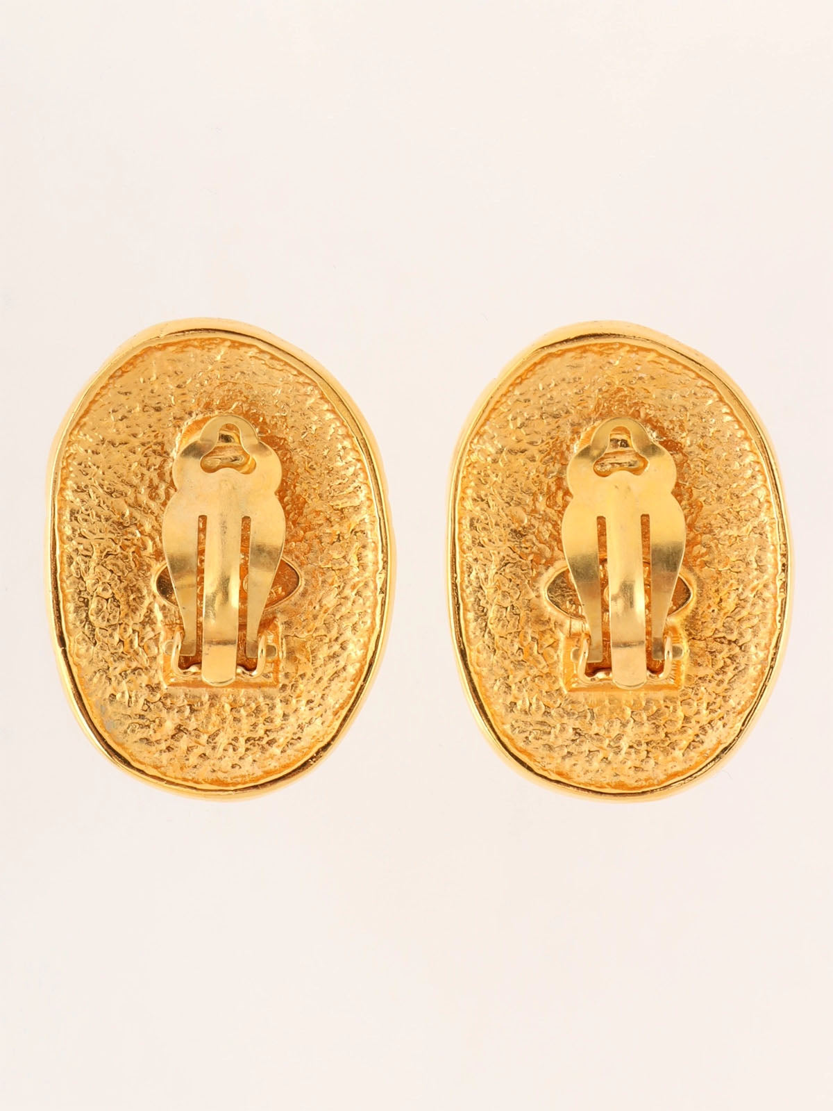 1991 Made Oval Crown CC Mark Earrings Gold