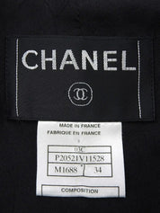 2003 Tweed Logo Button Camellia Corsage Jacket in Black/White