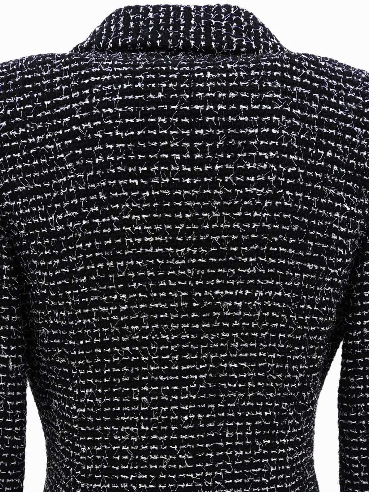 2003 Tweed Logo Button Camellia Corsage Jacket in Black/White