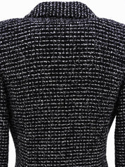 2003 Tweed Logo Button Camellia Corsage Jacket in Black/White