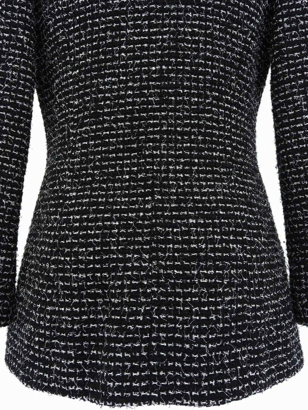 2003 Tweed Logo Button Camellia Corsage Jacket in Black/White