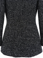 2003 Tweed Logo Button Camellia Corsage Jacket in Black/White