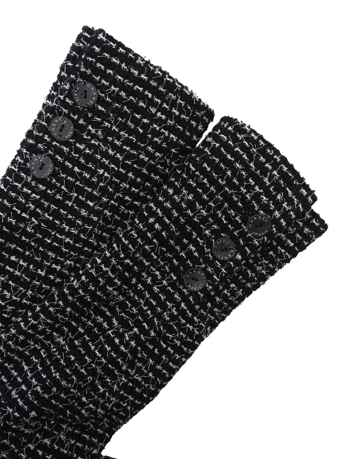 2003 Tweed Logo Button Camellia Corsage Jacket in Black/White