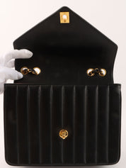 1992 Chevron CC Turnlock Chain Shoulder Bag, Black