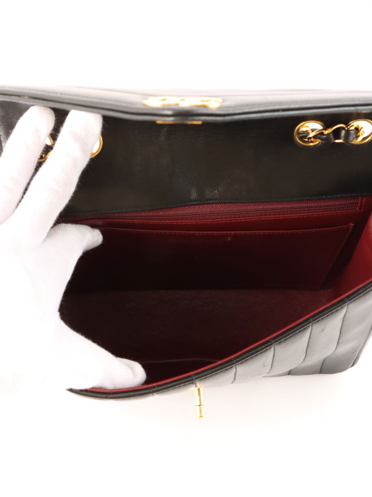 1992年頃製 シェブロンCCターンロックチェーンショルダーバッグ ブラック